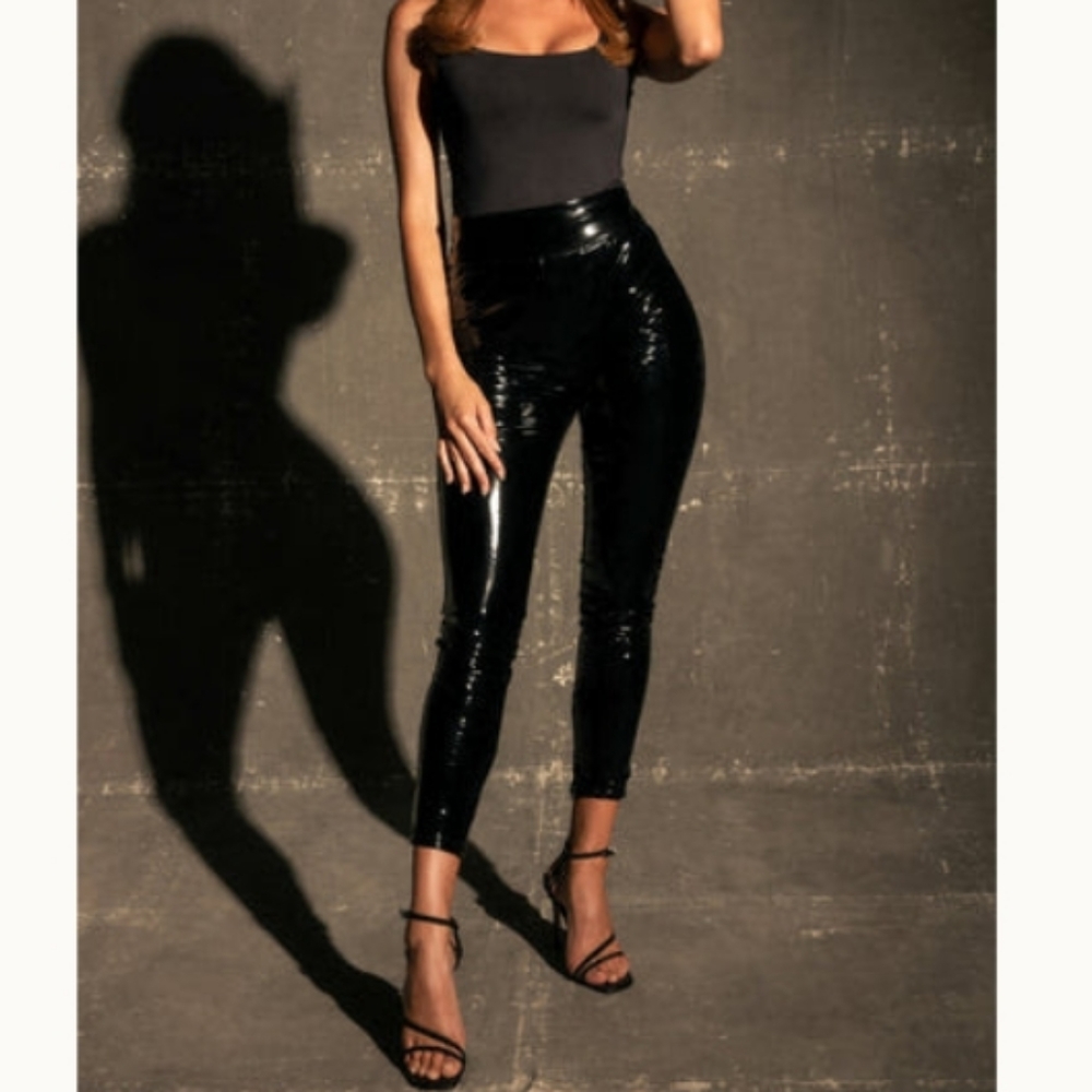 Meshki Black patent leggings
